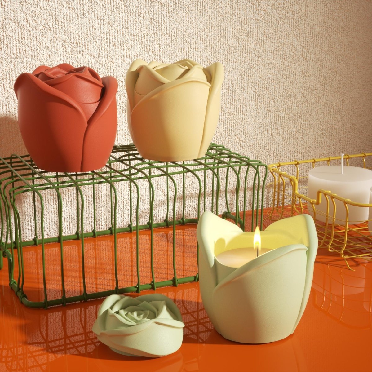 Rose Reverie Candle Jar Silicone Mold with 5oz Candle Refill MoldCandle Jar MoldSH1067-1+SH1067-2