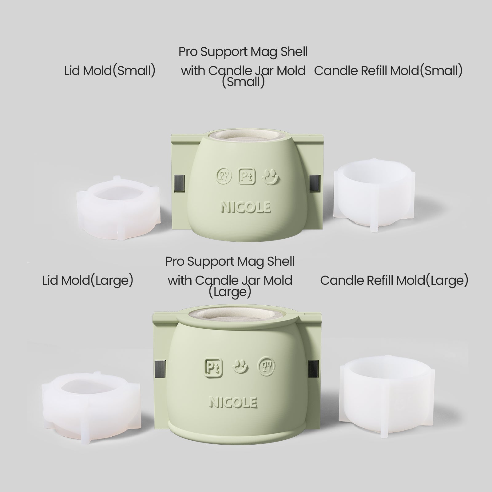 Silicone Mold Kit for Making Large and Small Rose Reverie Candle Jar - Boowan Nicole