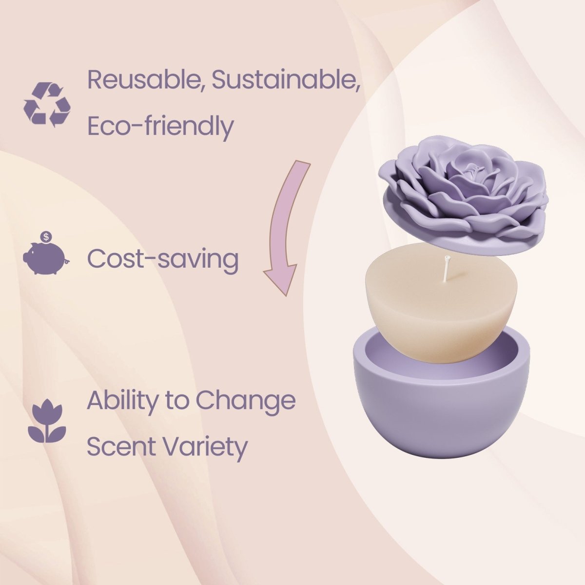 Crowning Rose Candle Jar Silicone Mold & 7oz Candle Refill MoldCandle Jar MoldSH1075-1-2