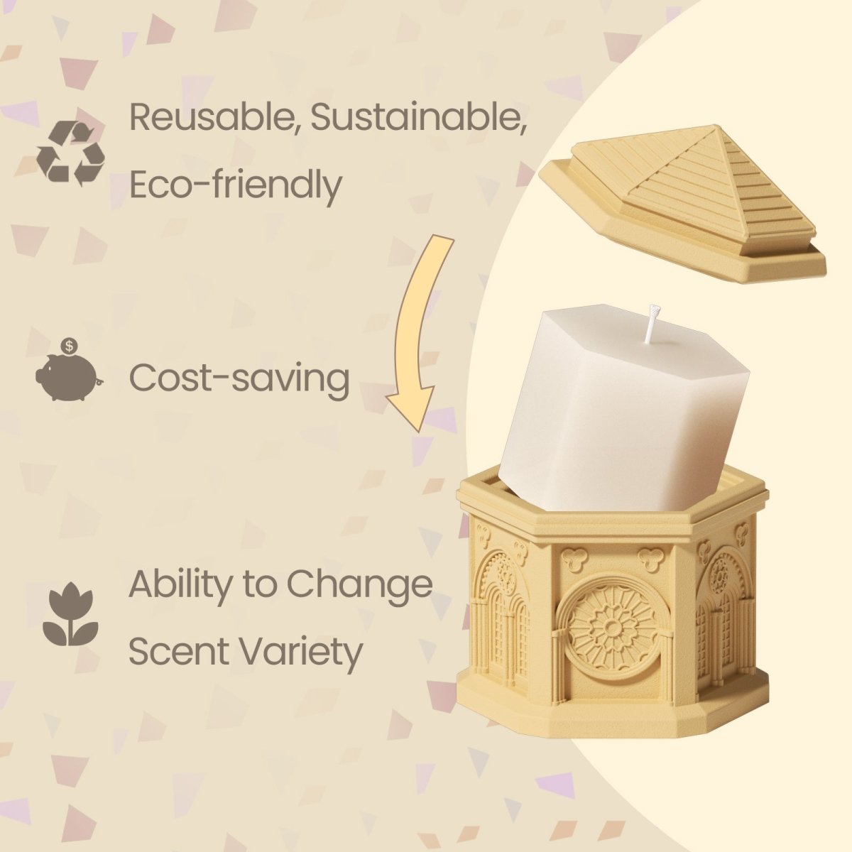 Elegant Gothic Architecture Candle Jar Silicone Mold with 7.5oz Candle Refill MoldCandle Jar MoldSH1076-1-2