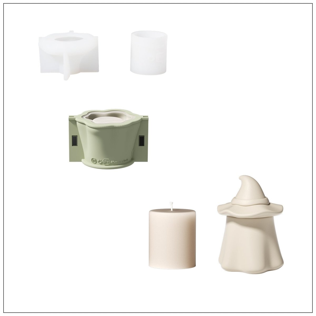 Ghost Wizard Candle Jar Silicone Mold & Candle Refill Silicone MoldCandle Jar MoldLZ0748SH1100-1-2