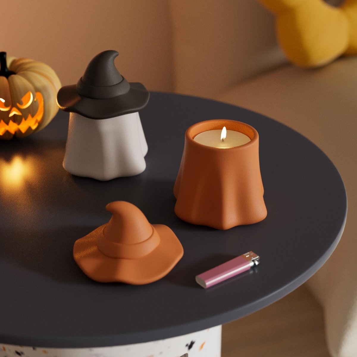 Ghost Wizard Candle Jar Silicone Mold & Candle Refill Silicone MoldCandle Jar MoldSH1100-1-2