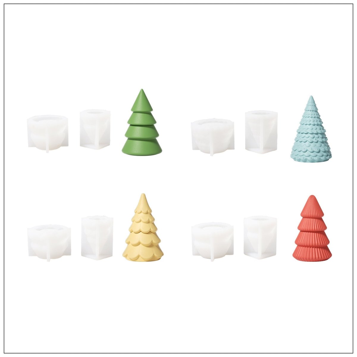 Winter Wonderland Christmas Tree Candle Jar Silicone Mold CollectionCandle Jar MoldSH1101-4(1-2)