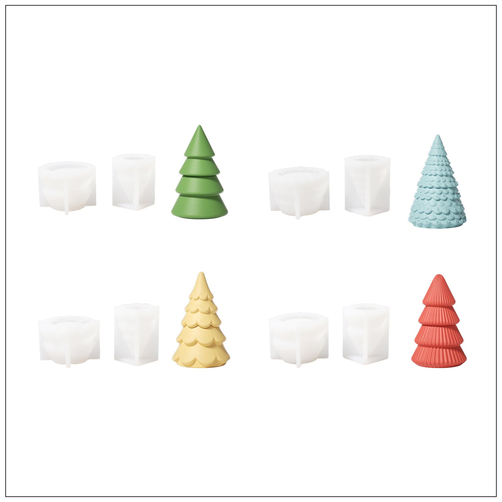 Winter Wonderland Christmas Tree Candle Jar Silicone Mold Collection