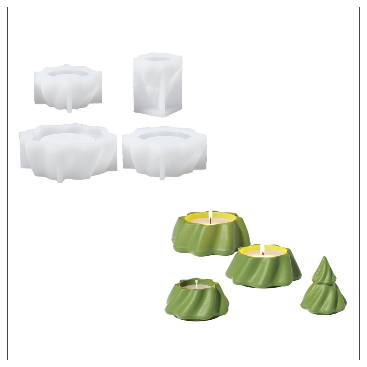 Mystical Stacking Christmas Tree Candle Jar Silicone MoldCandle Jar MoldSH1107-1-2-3-4