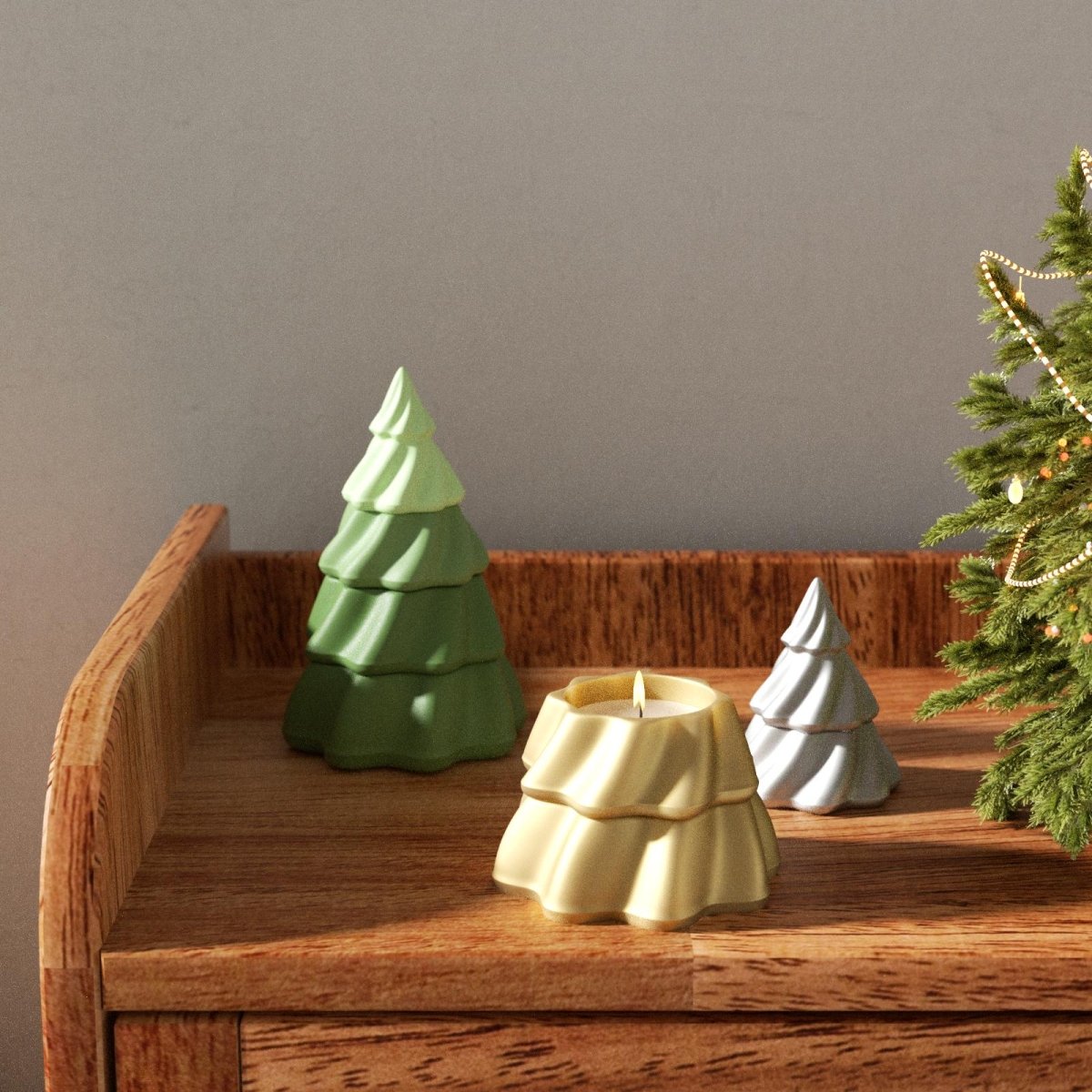 Mystical Stacking Christmas Tree Candle Jar Silicone MoldCandle Jar MoldSH1107-1-2-3-4