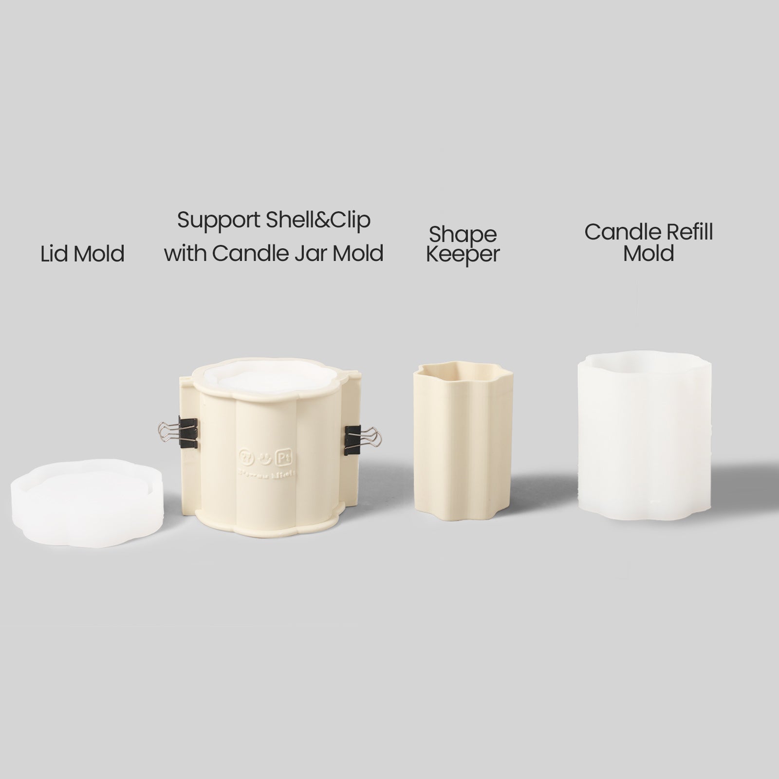 قالب سيليكون لشمعة عمود زهرية متوسطة الحجم مع قالب تعبئة شمعة 15 أونصة