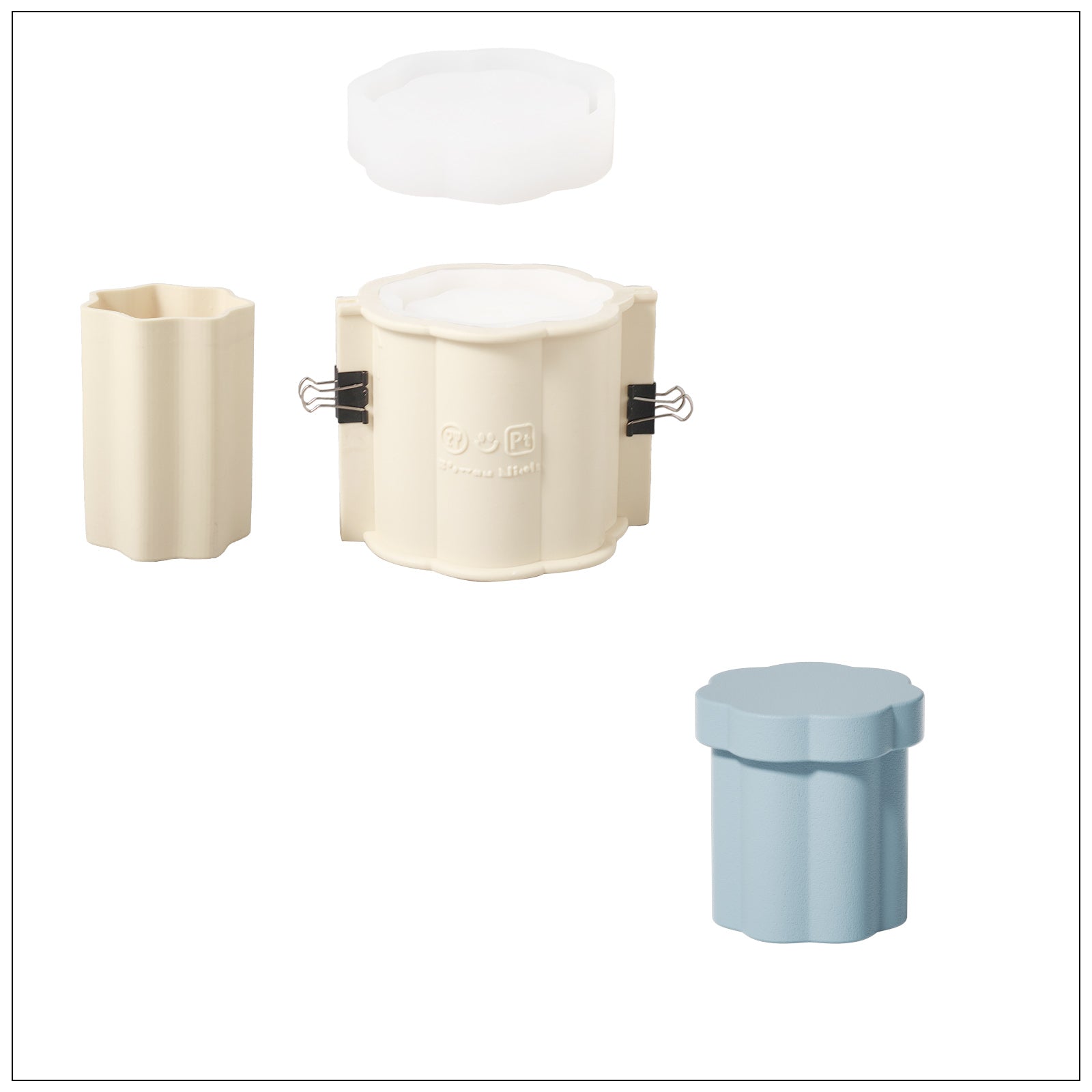 قالب سيليكون لشمعة عمود زهرية متوسطة الحجم مع قالب تعبئة شمعة 15 أونصة