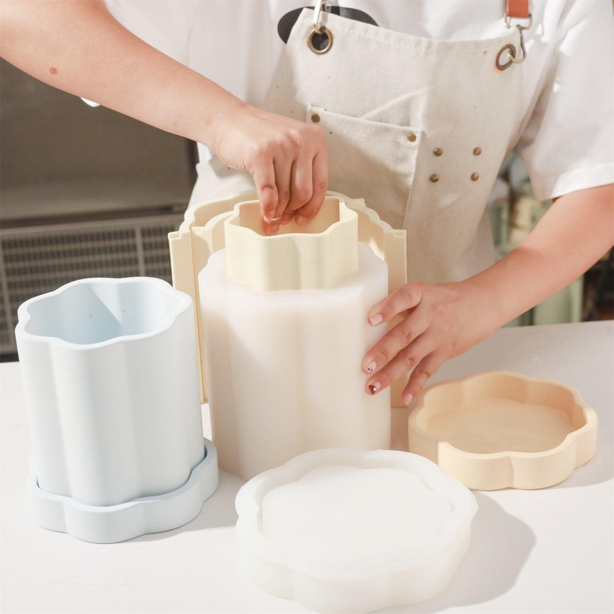 Max Floral Column 46oz Candle Jar Silicone MoldCandle Jar MoldSH1078-1-2