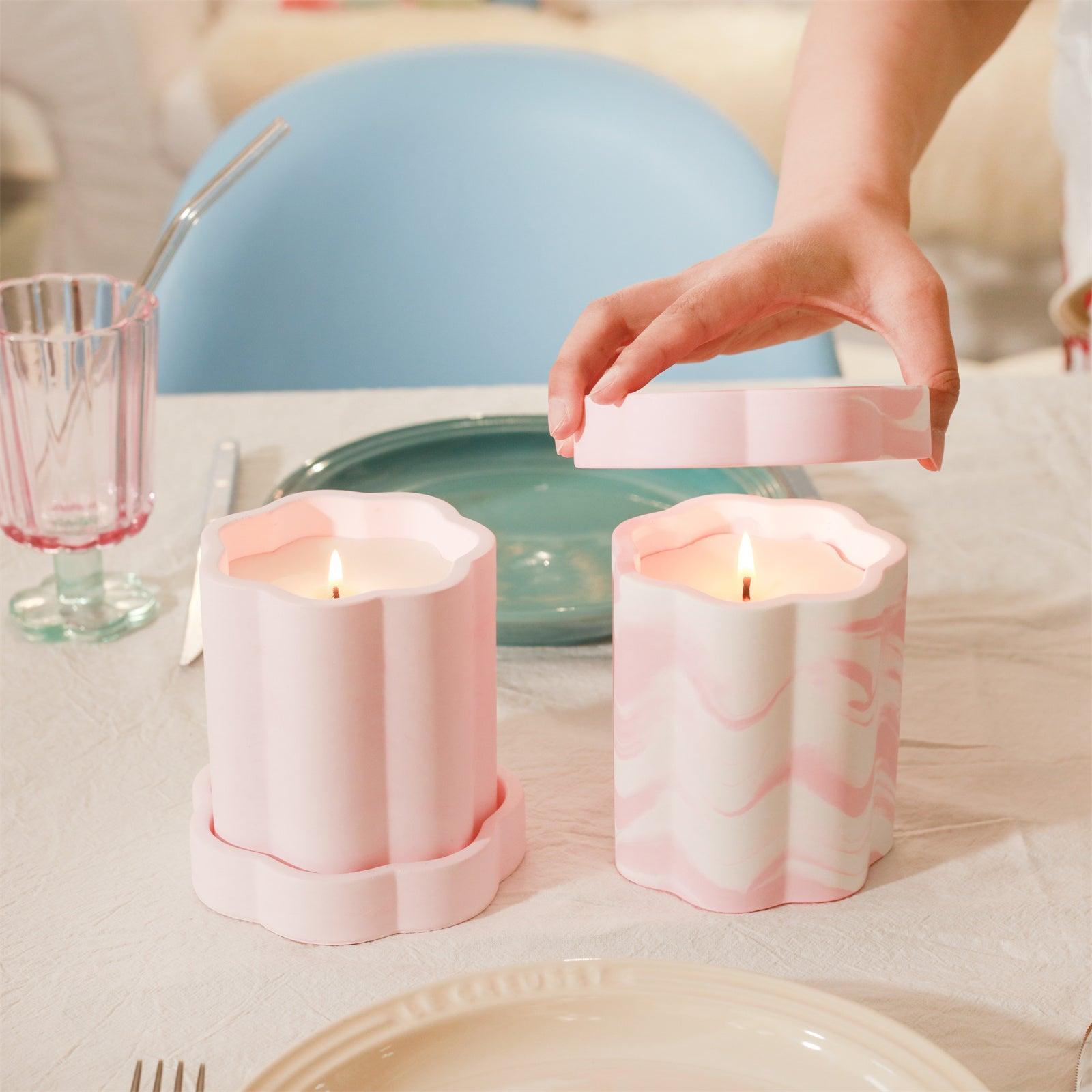 قالب سيليكون لشمعة عمود زهرية متوسطة الحجم مع قالب تعبئة شمعة 15 أونصة