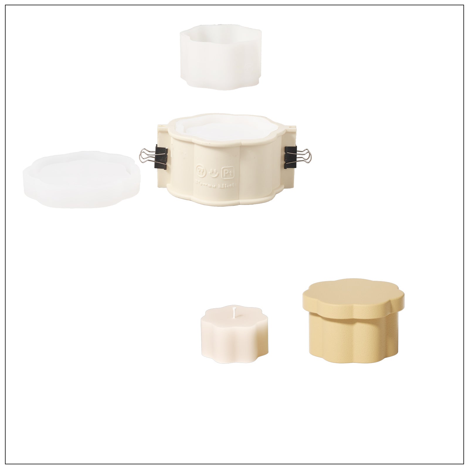 ミニフローラルコラムキャンドルキャンドルジャー 10ozキャンドルリフィル用シリコンモールド