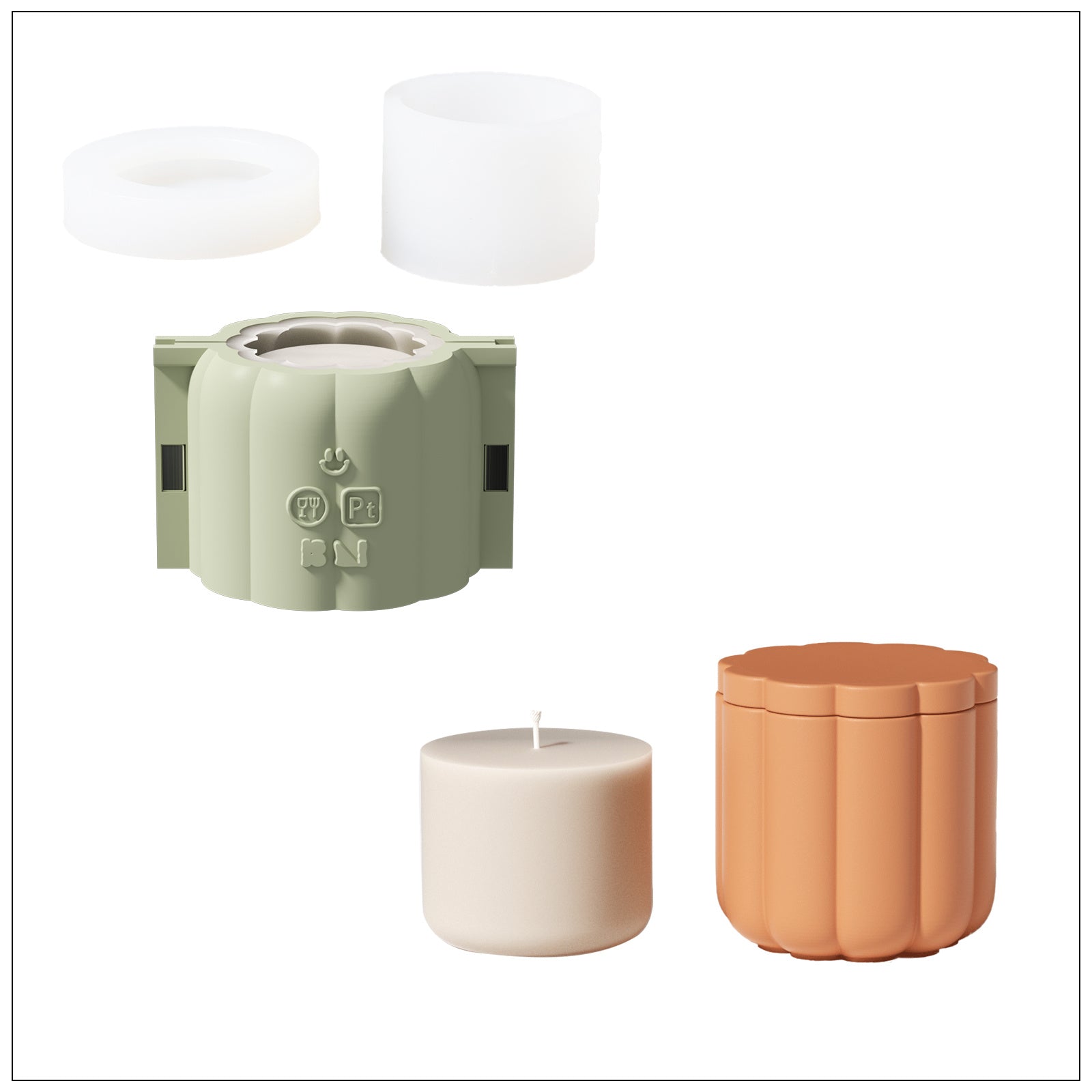 Pumpkin-Inspired Candle Jar Silicone Mold & 6.5 oz Candle Refill Silicone Mold