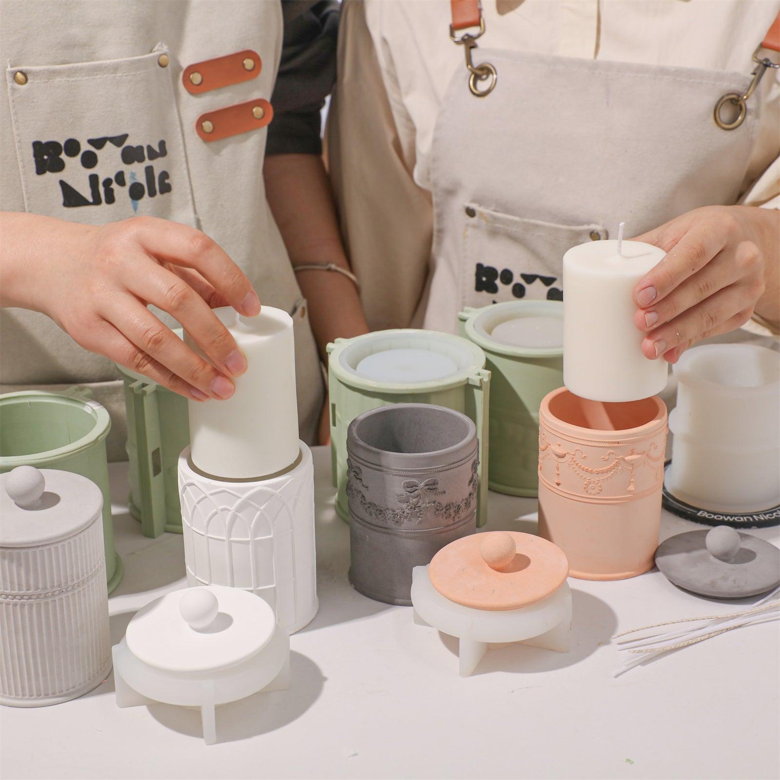 Place the candle refill insert into the handcrafted embossed concrete candle jar-Boowan Nicole