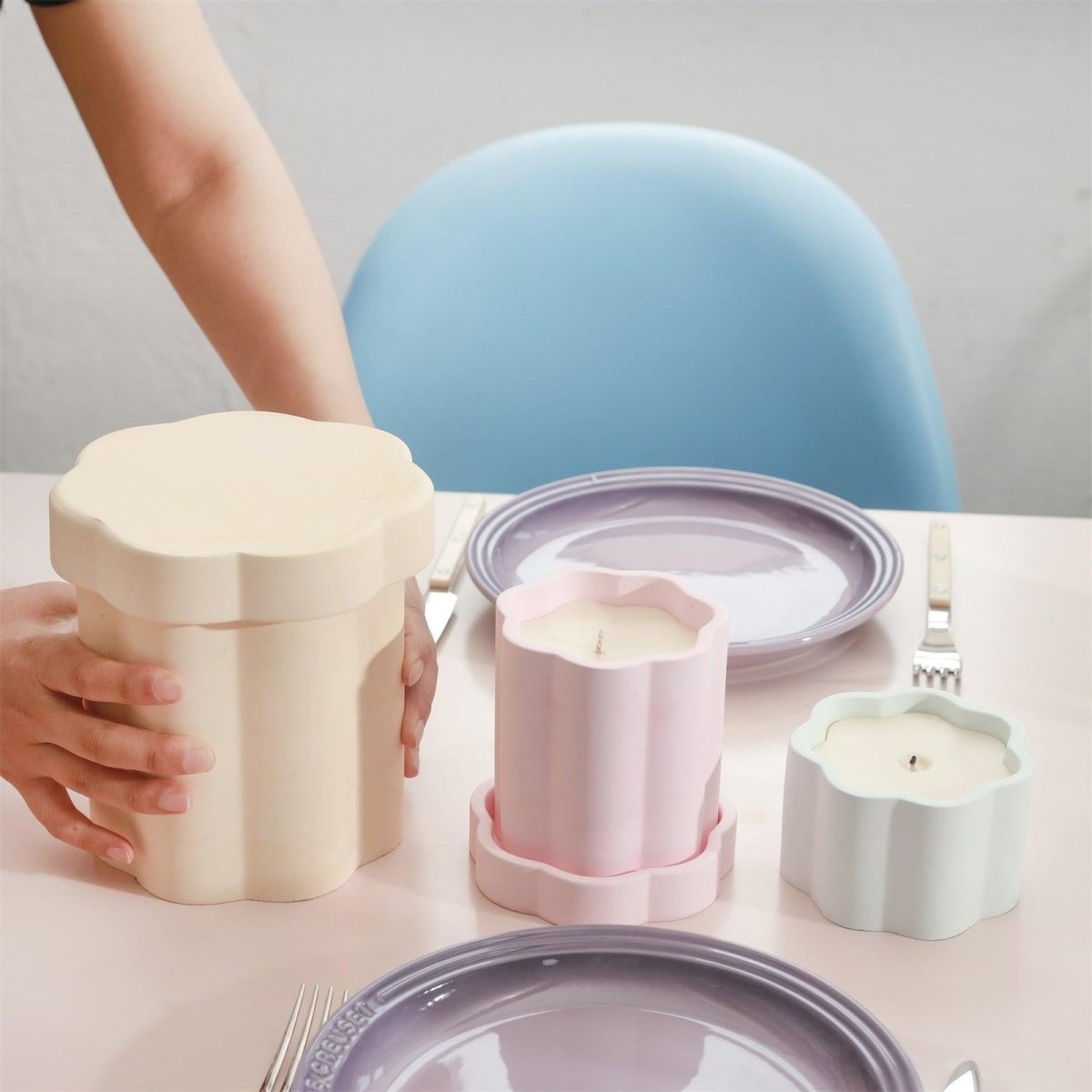 Floral Column Candle Jar Silicone MoldCandle Jar MoldSH1085-1-2LZ0712