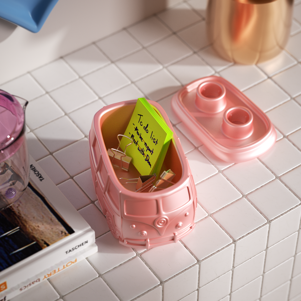 Pink car-shaped storage jar to keep your desk neat and organized-Boowan Nicole