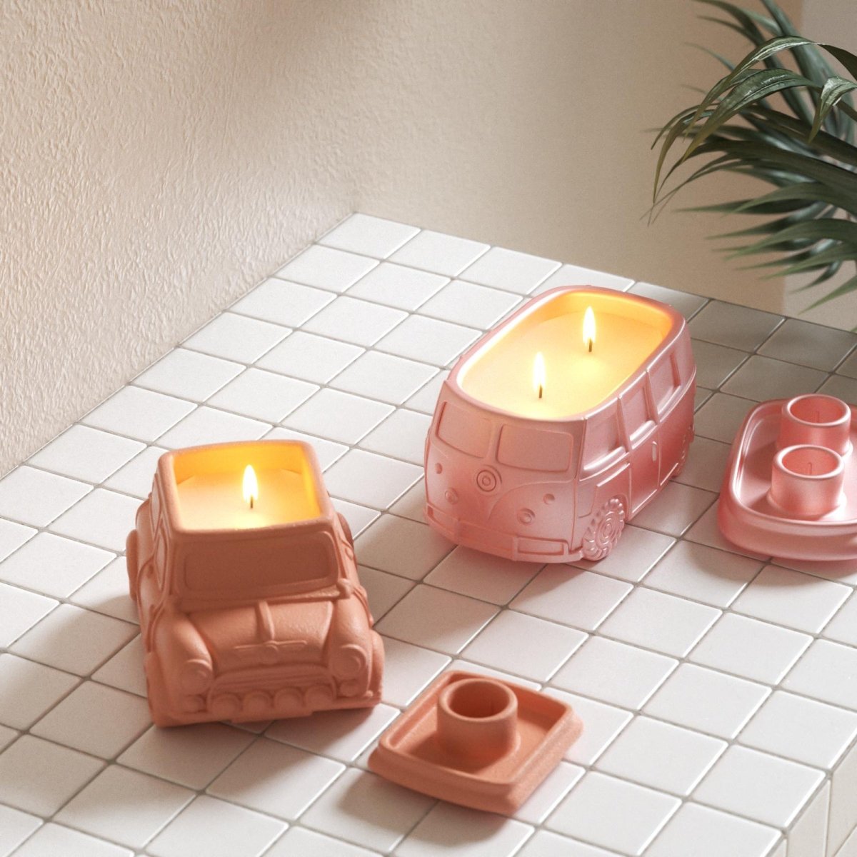 Retro - styled Car - Shaped Multi - Functional Candle Jar & Holder Silicone MoldCandle Holder MoldSH1157-1-2