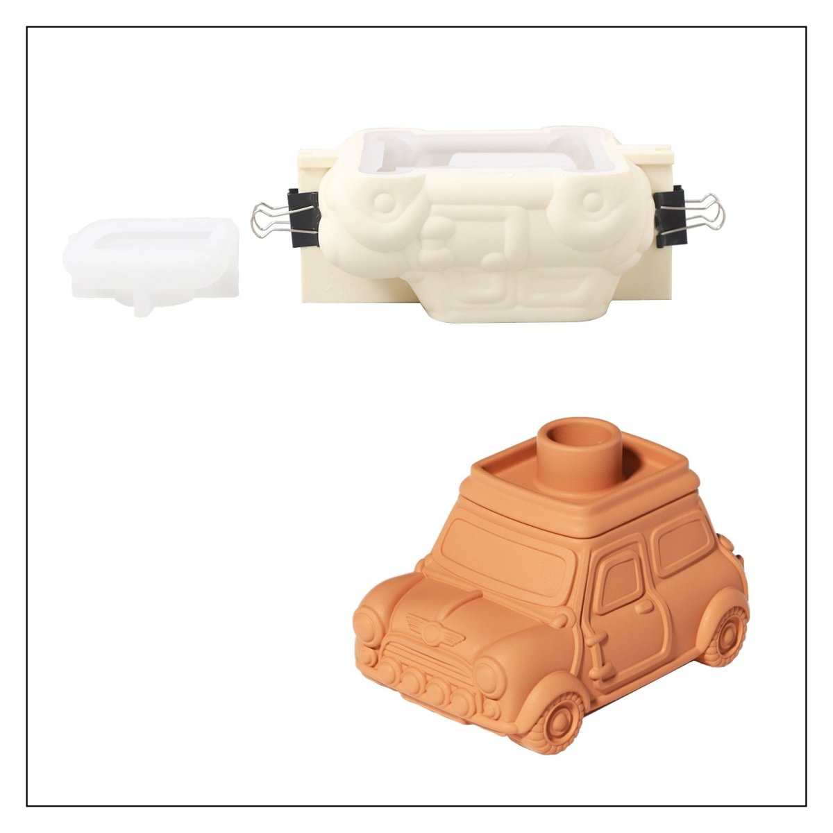 Retro - styled Car - Shaped Multi - Functional Candle Jar & Holder Silicone MoldCandle Holder MoldSH1157-1-2