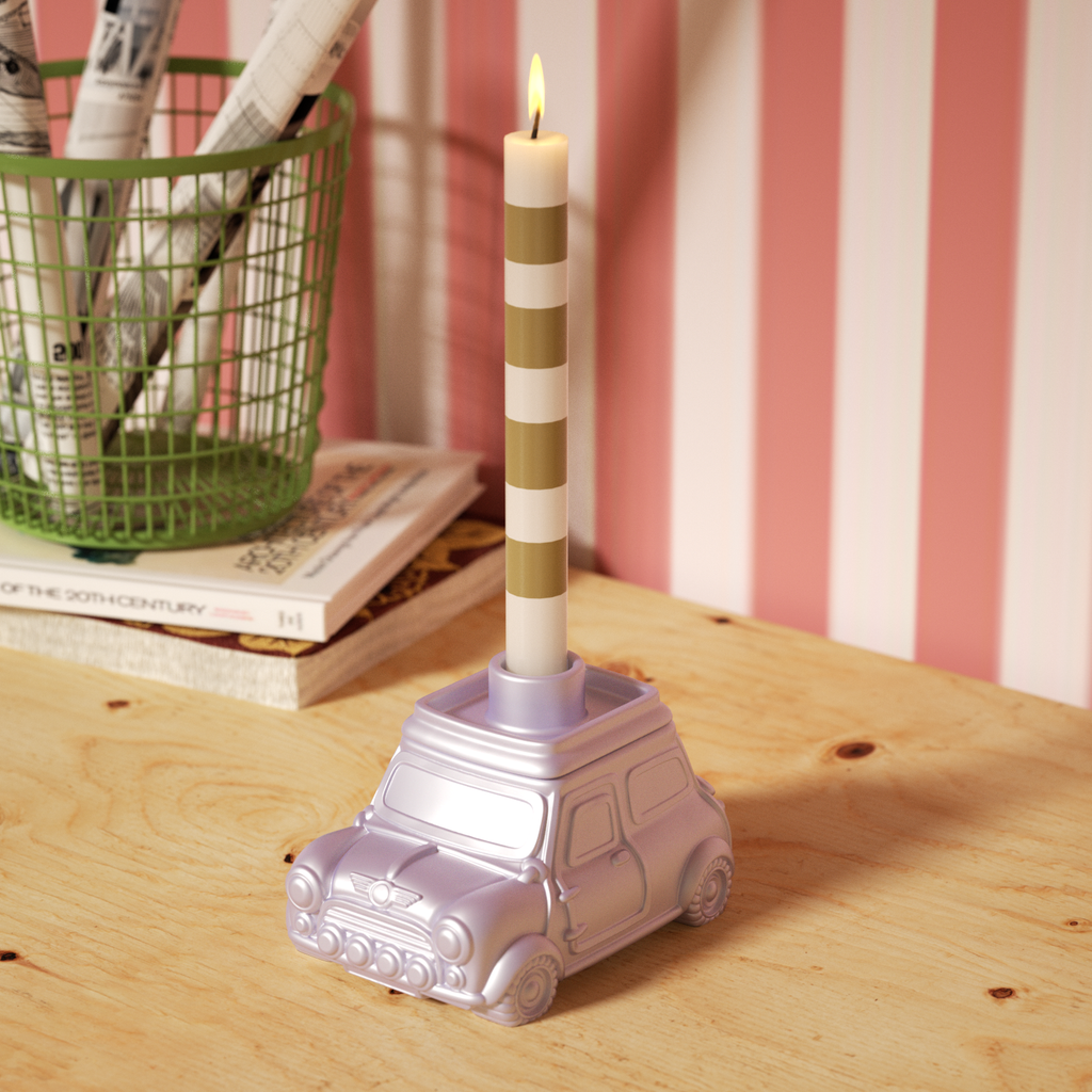 Purple car-shaped candle holder, paired with colorful candles, is the perfect decoration for modern living spaces-Boowan Nicole