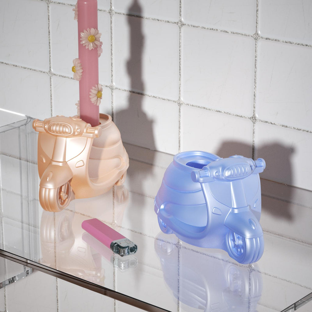 Colorful car candle holders with flower accents for playful home decor-Boowan Nicole