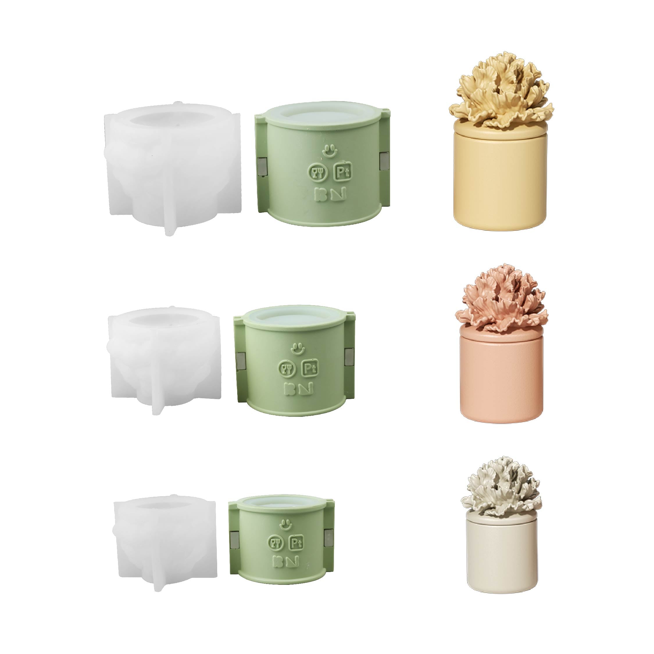 Carnation Blossom Candle Jar Silicone Mold Collection