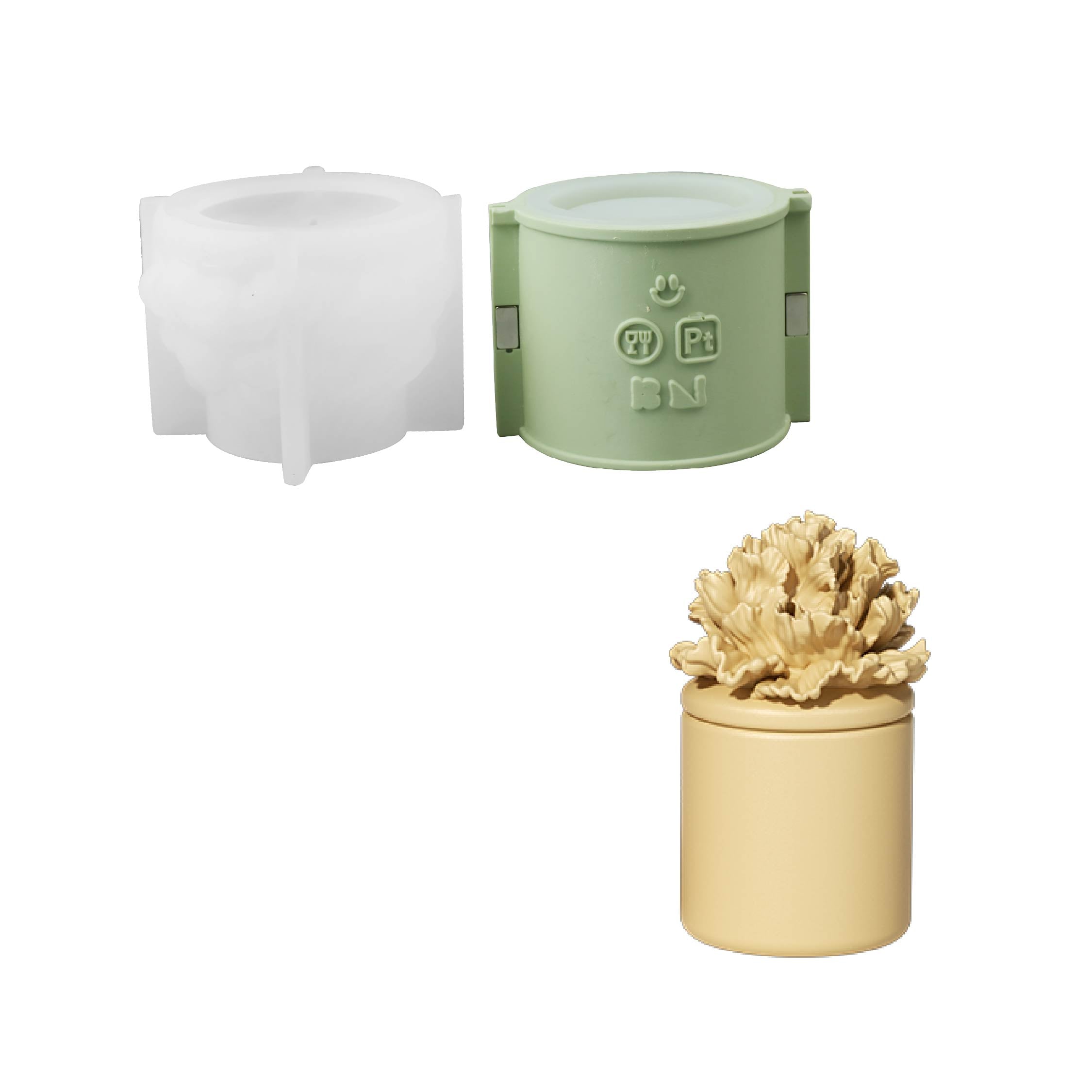 Carnation Blossom Candle Jar Silicone Mold Collection