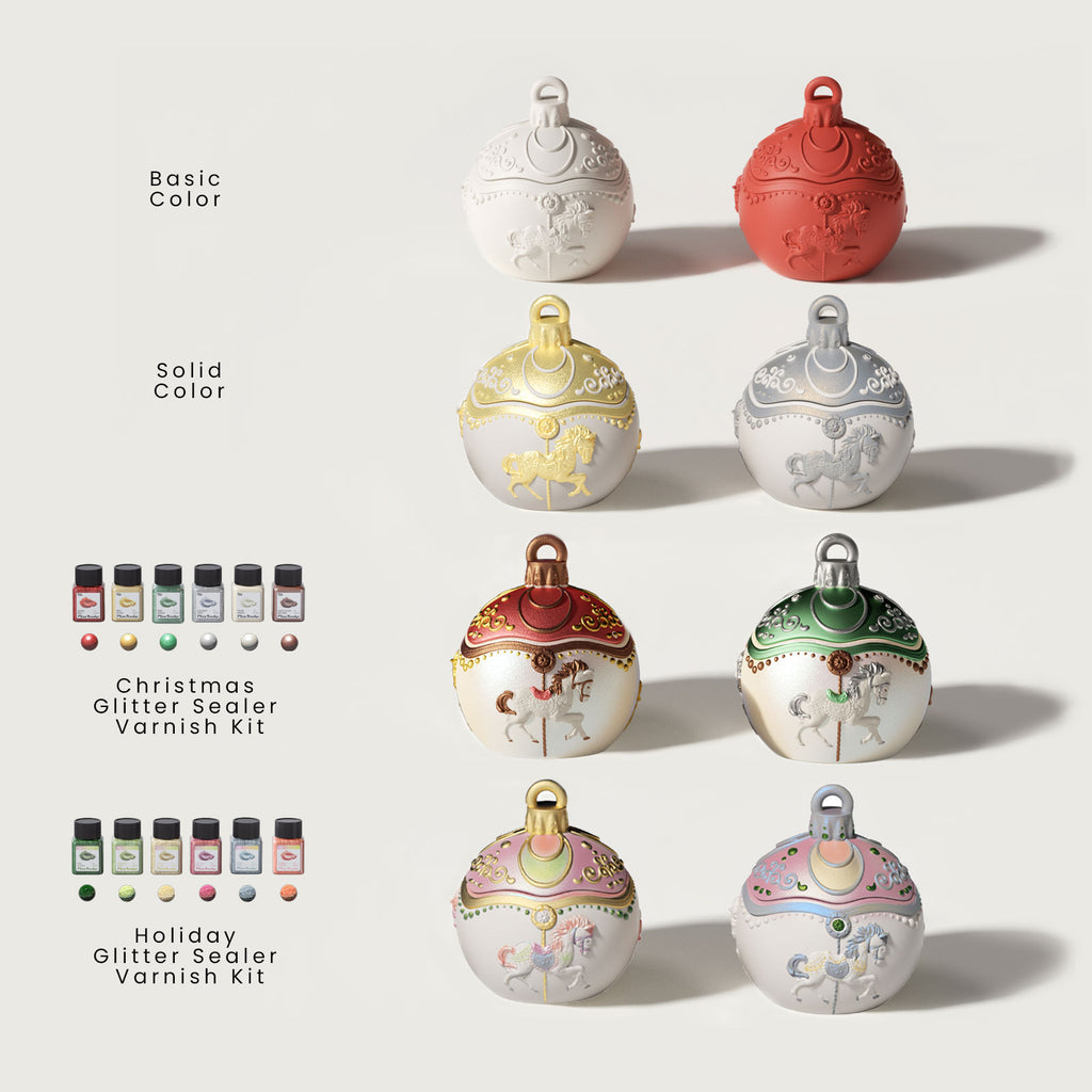 Carousel bauble candle jars in four finishes: basic, solid, Christmas glitter sealer kit, holiday glitter sealer kit - Boowan Nicole