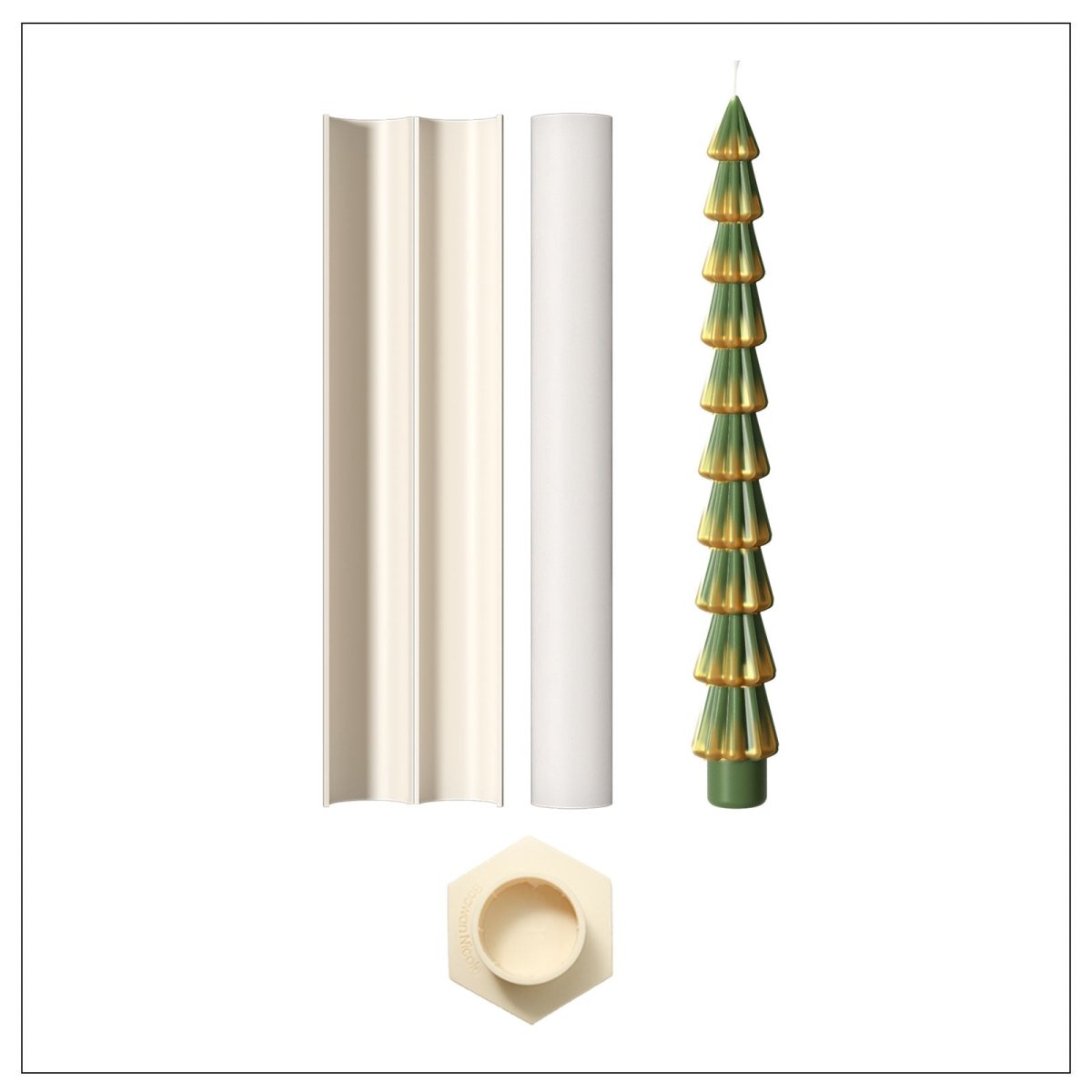 Evergleam Christmas Tree Taper Candle Silicone Mold3D Candle MoldLZ0921+A0358
