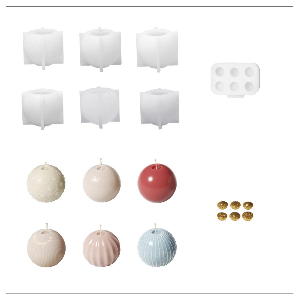 Christmas Baubles of Joy Candle Silicone Mold Collection3D Candle MoldLZ0944-0945-0946-0947-0948-0949-0950