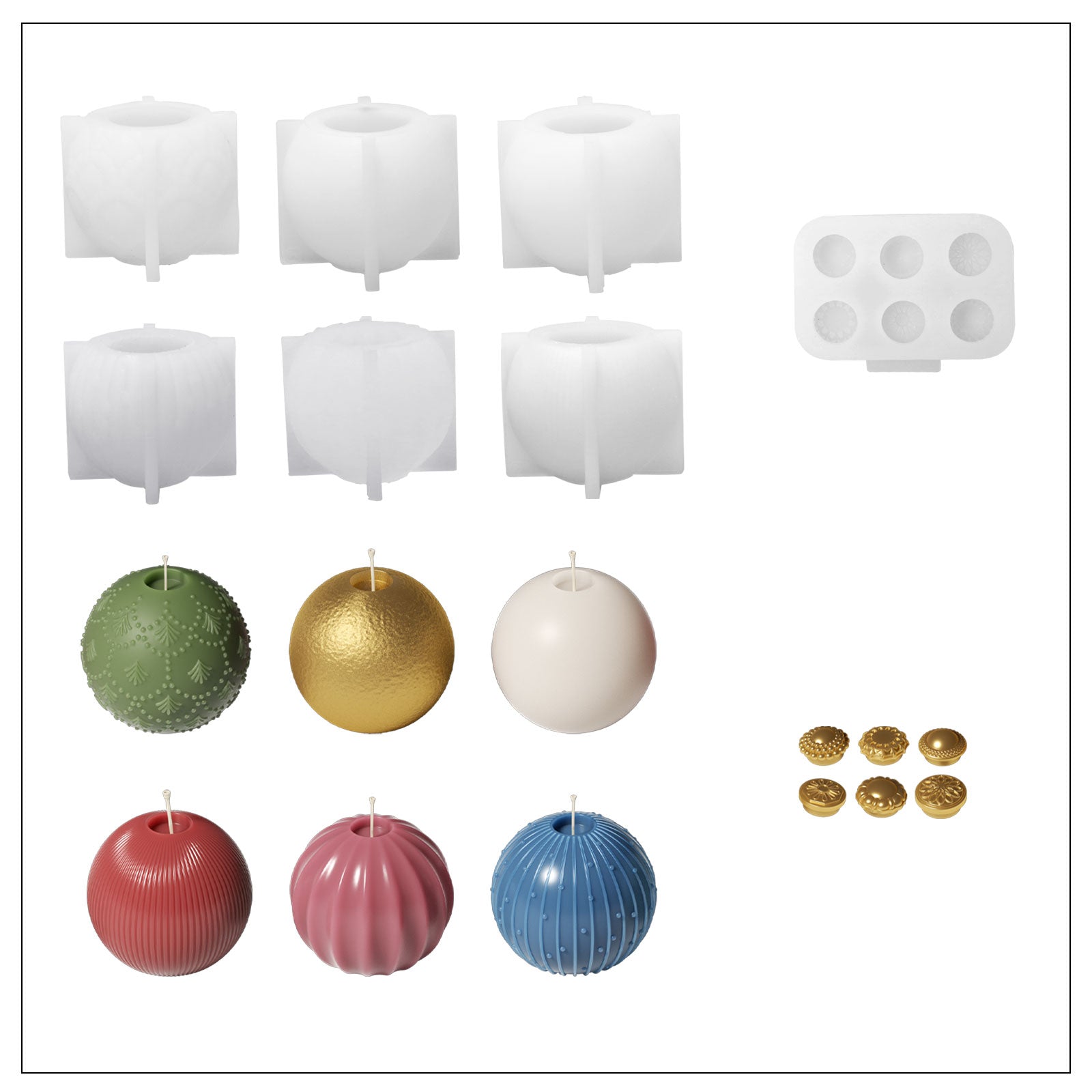 قالب سيليكون شمعة مجموعة كرات عيد الميلاد للفرح