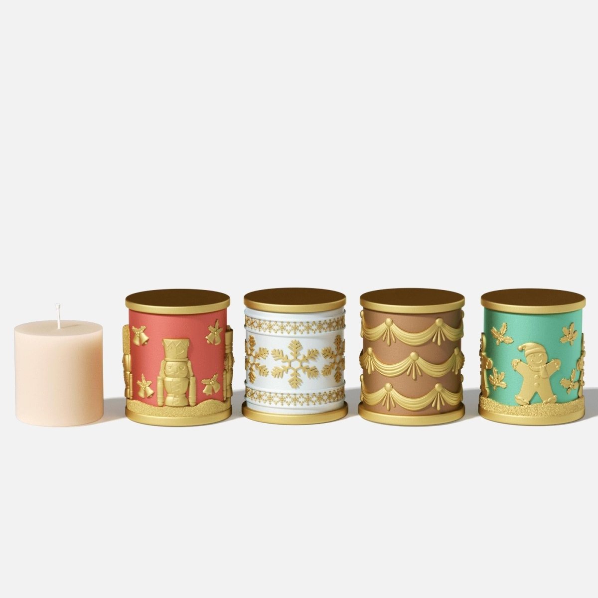 Large Joyful Christmas Tales Candle Jar Silicone Mold & 6.5oz Refill Silicone Mold CollectionCandle Jar MoldSH1109+SH0948