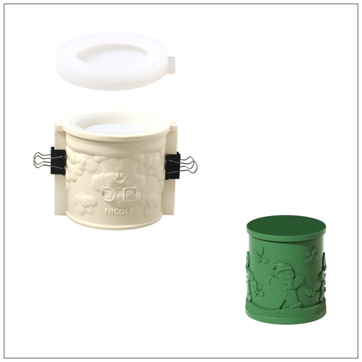 Large Joyful Christmas Tales Candle Jar Silicone Mold & 6.5oz Refill Silicone Mold CollectionCandle Jar MoldSH1110+SH0948