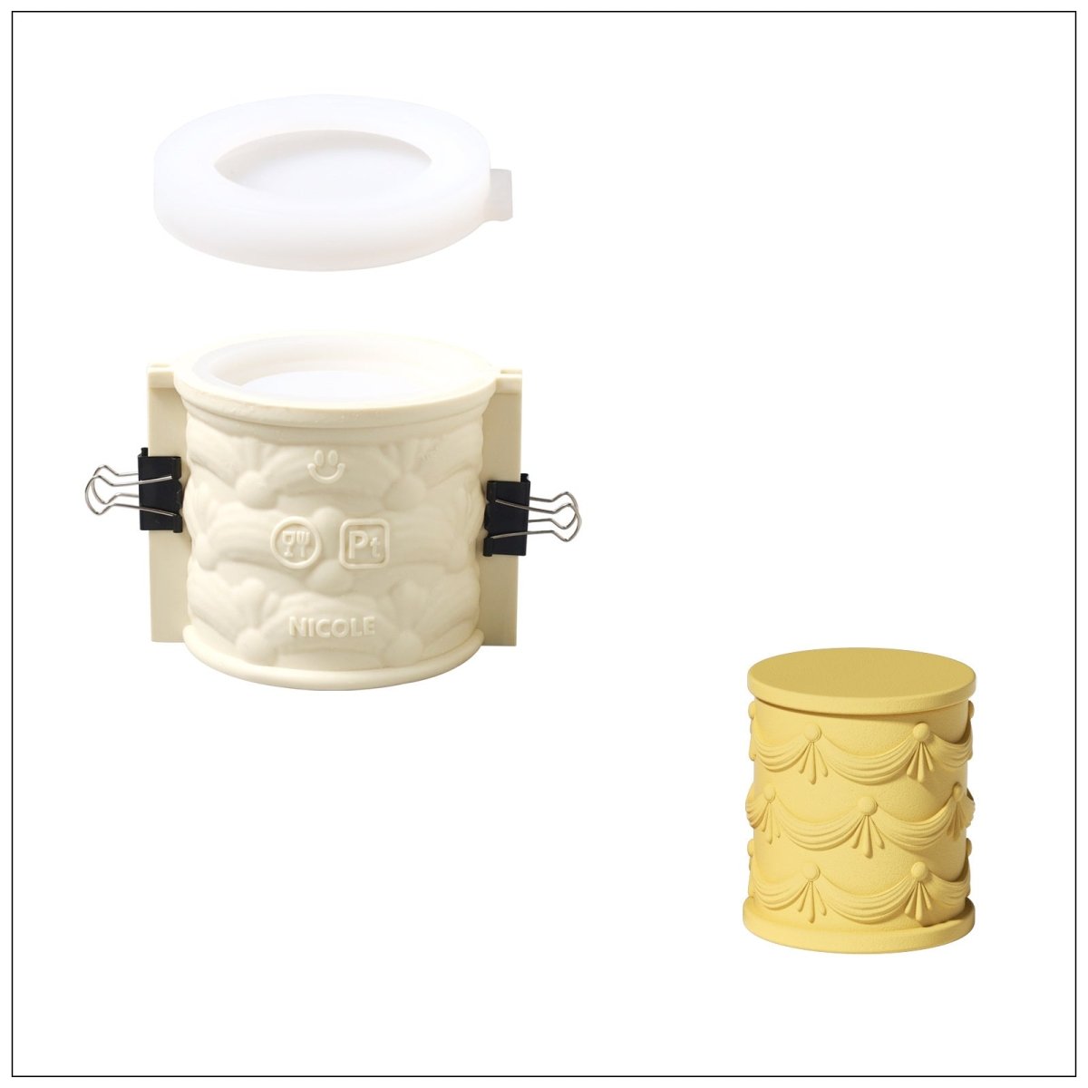 Large Joyful Christmas Tales Candle Jar Silicone Mold & 6.5oz Refill Silicone Mold CollectionCandle Jar MoldSH1111+SH0948