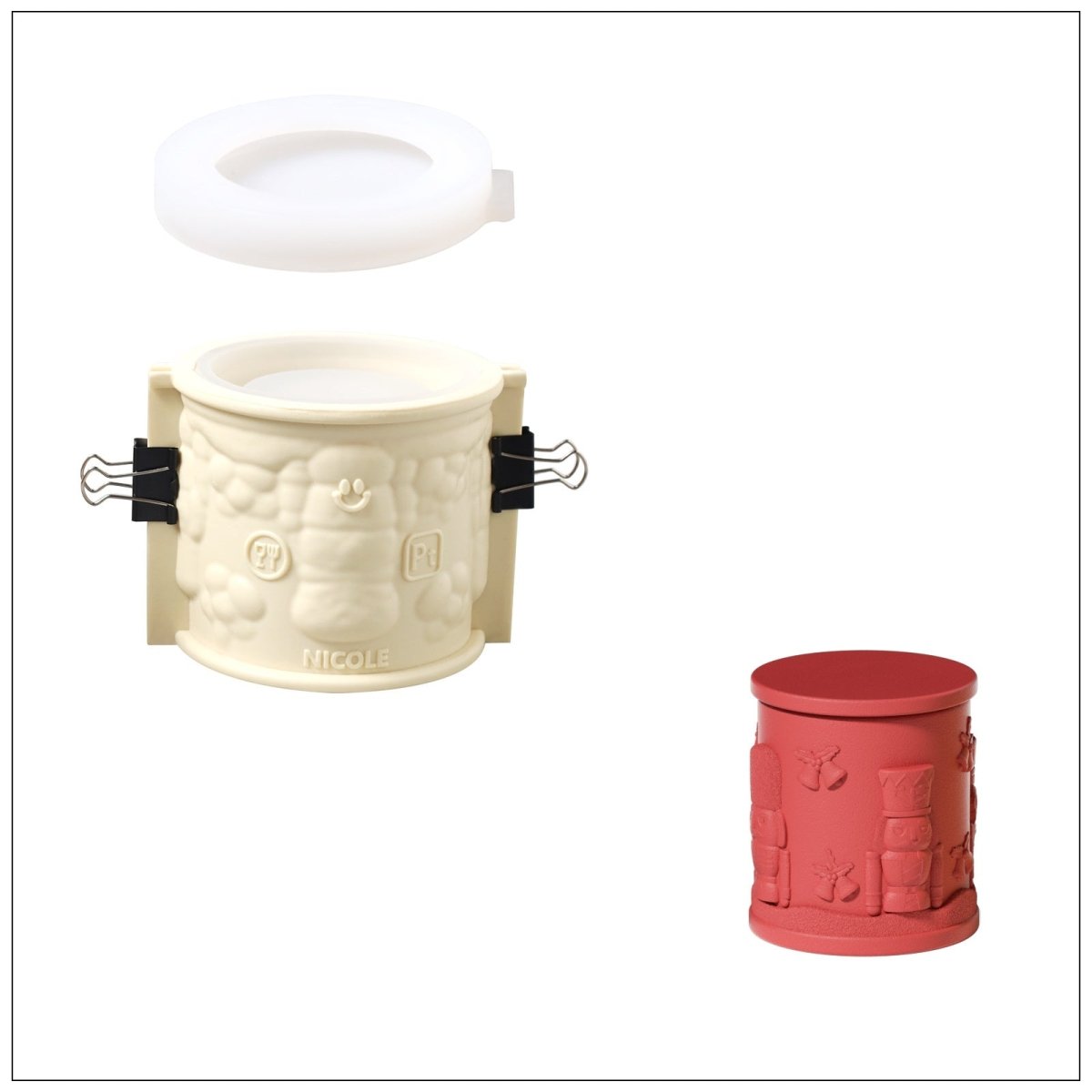 Large Joyful Christmas Tales Candle Jar Silicone Mold & 6.5oz Refill Silicone Mold CollectionCandle Jar MoldSH1112+SH0948