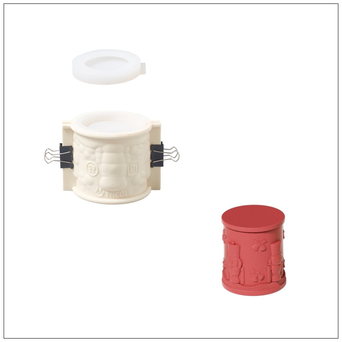 Small Joyful Christmas Tales Candle Jar Silicone Mold & 3.5oz Refill Silicone Mold CollectionCandle Jar MoldSH1116-1117