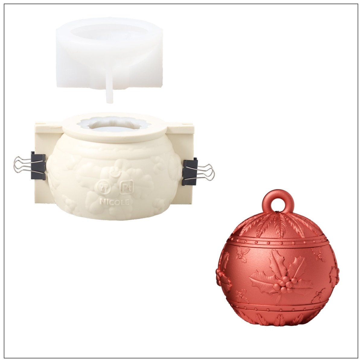 Christmas Charm Bauble Light Candle Jar Silicone MoldCandle Jar MoldSH1120-1-2