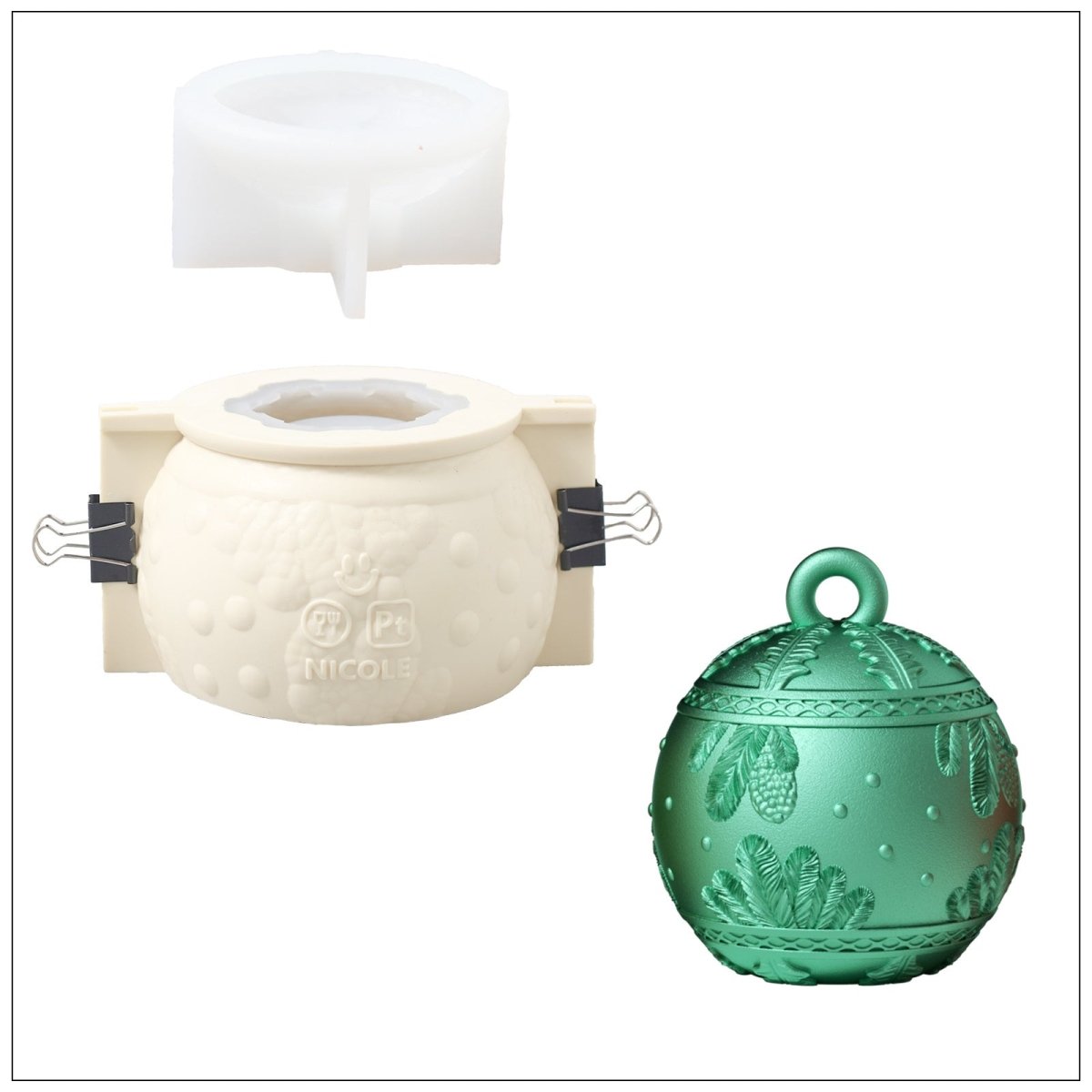 Christmas Charm Bauble Light Candle Jar Silicone MoldCandle Jar MoldSH1122-1-2