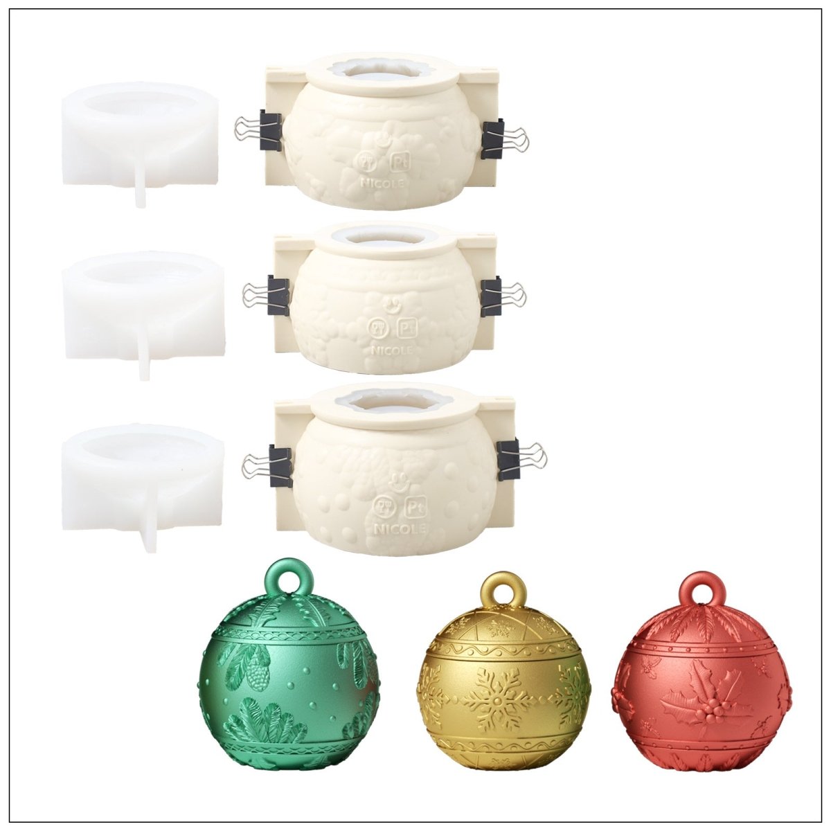 Christmas Charm Bauble Light Candle Jar Silicone MoldCandle Jar MoldSH1118-1120-1122-(-1-2)