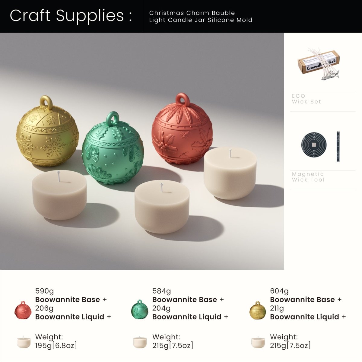 Christmas Charm Bauble Light Candle Jar Silicone MoldCandle Jar MoldSH1118-1-2