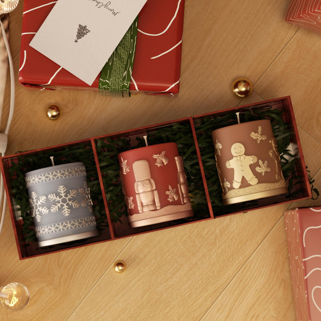 Hand-painted embossed pillar candles make a thoughtful holiday gift for family and friends - Boowan Nicole