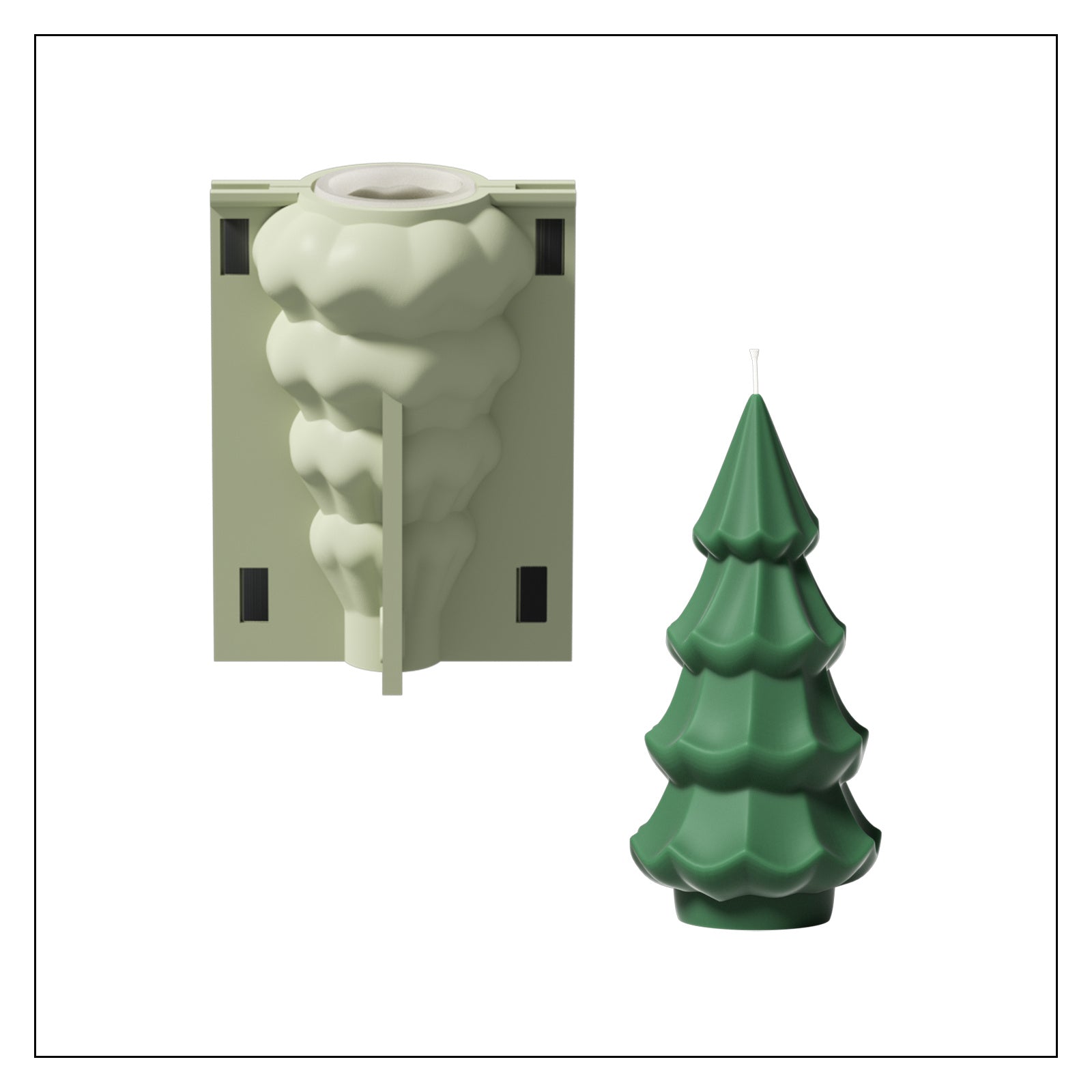 Силиконовая форма для свечи в виде кремовой рождественской ёлки