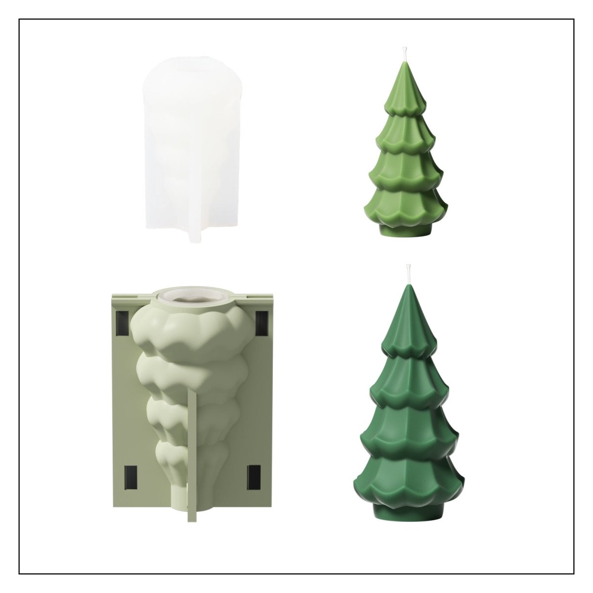 Creamy Christmas Tree Candle Silicone Mold3D Candle MoldLZ0750-0751