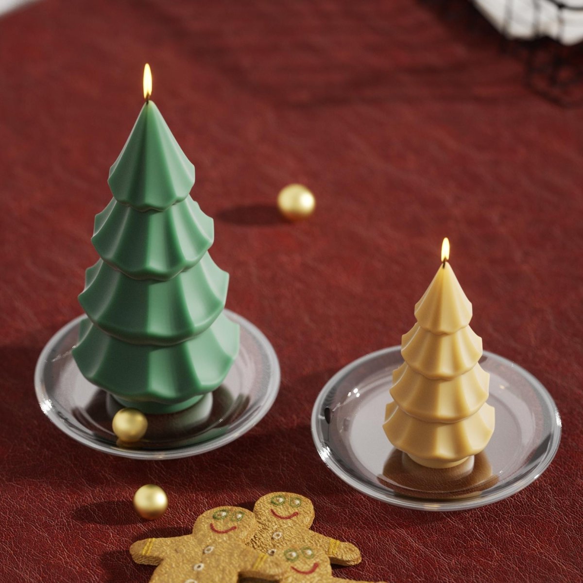 Two different sizes of lit Christmas tree candles -- Boowan Nicole