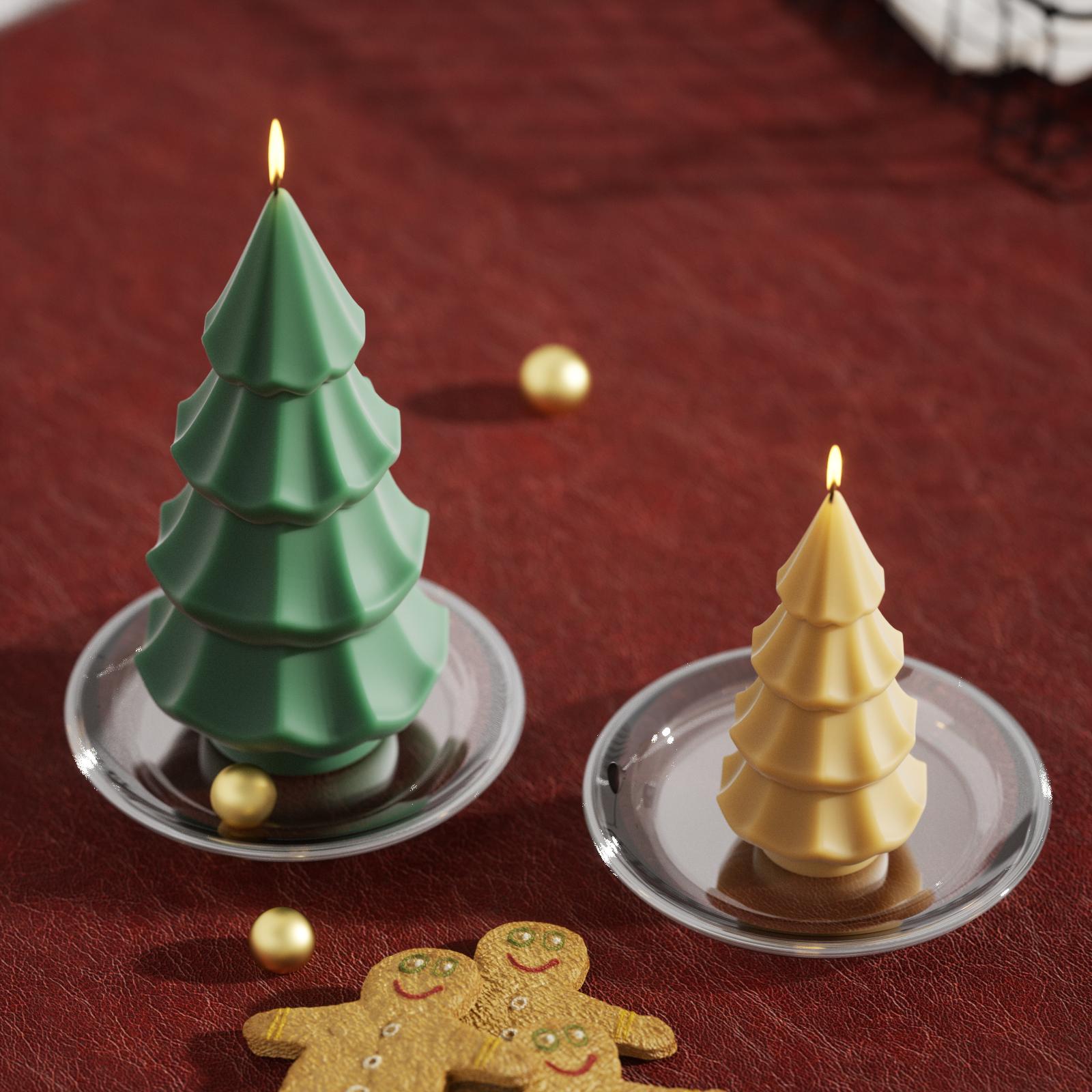 Two different sizes of lit Christmas tree candles -- Boowan Nicole