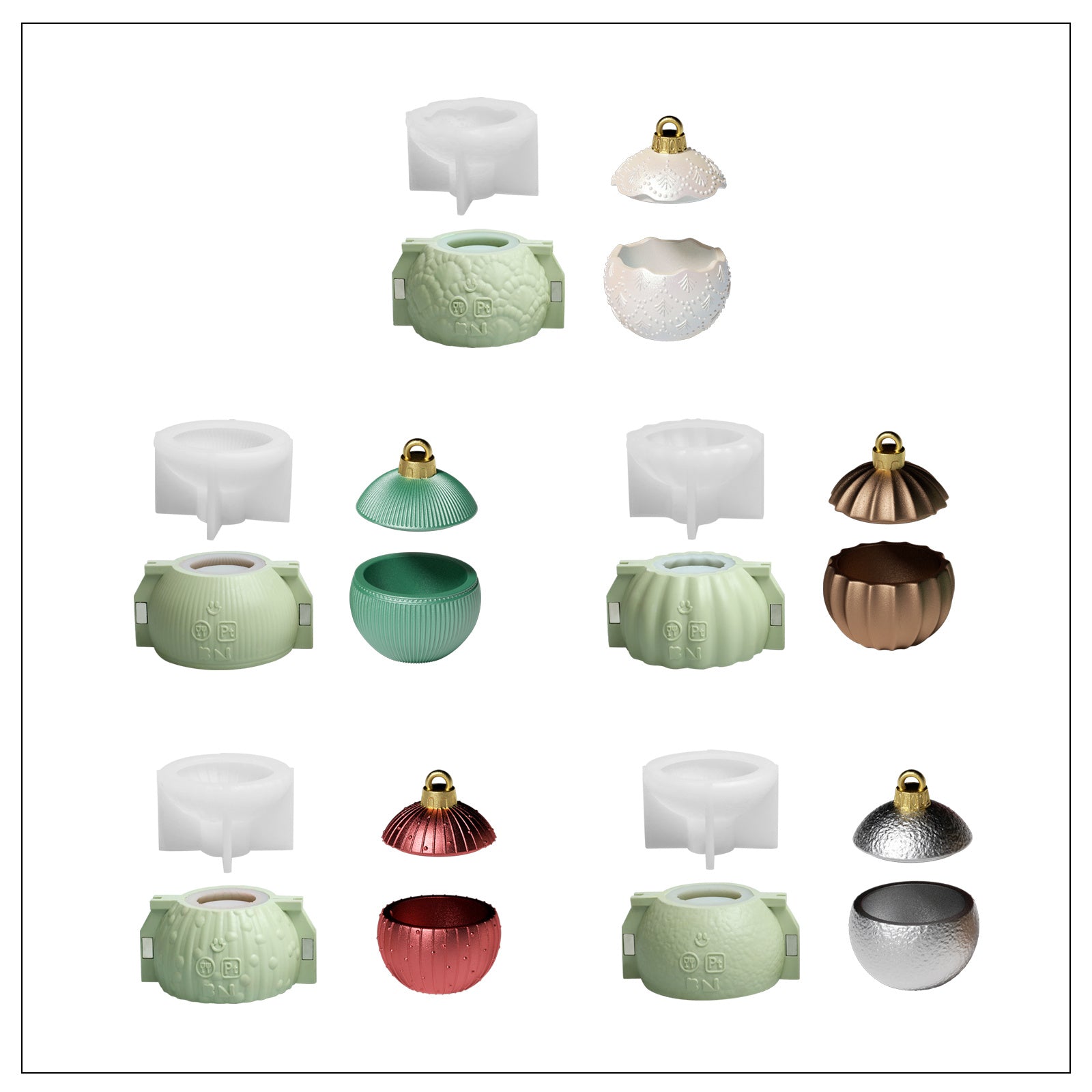 Christmas Twinkle Bauble Candle Jar & Refill Silicone Mold Collection