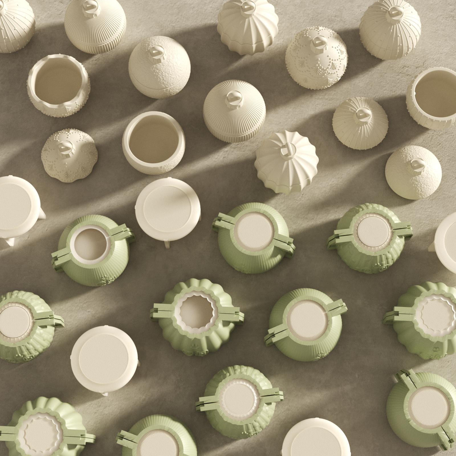 Batch production of white Christmas bauble candle jars using silicone molds with support shells to prevent deformation - Boowan Nicole