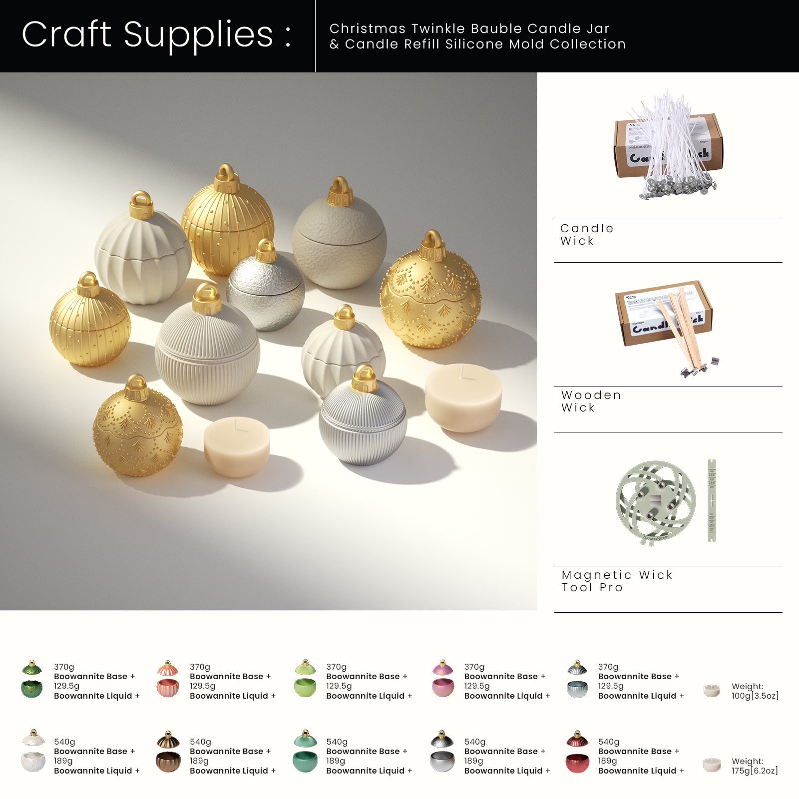 Christmas Twinkle Bauble Candle Jar & Refill Silicone Mold Collection