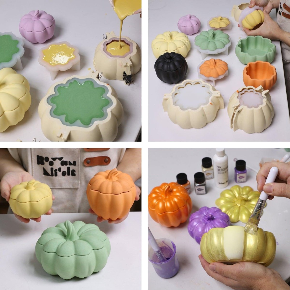 Classic Flat Pumpkin Candle Jar Silicone Mold CollectionCandle Jar MoldSH1251-1-2