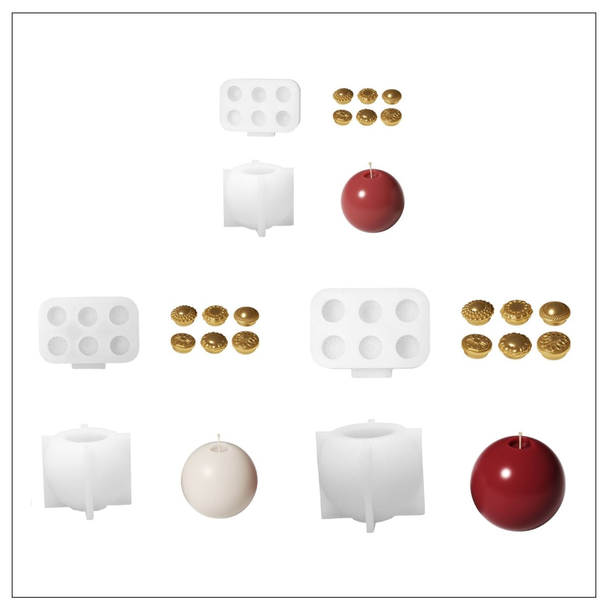 Classic Glow Christmas Bauble Candle Silicone Mold3D Candle MoldLZ0930+LZ0937+LZ0944+LZ0943+LZ0950+LZ0936