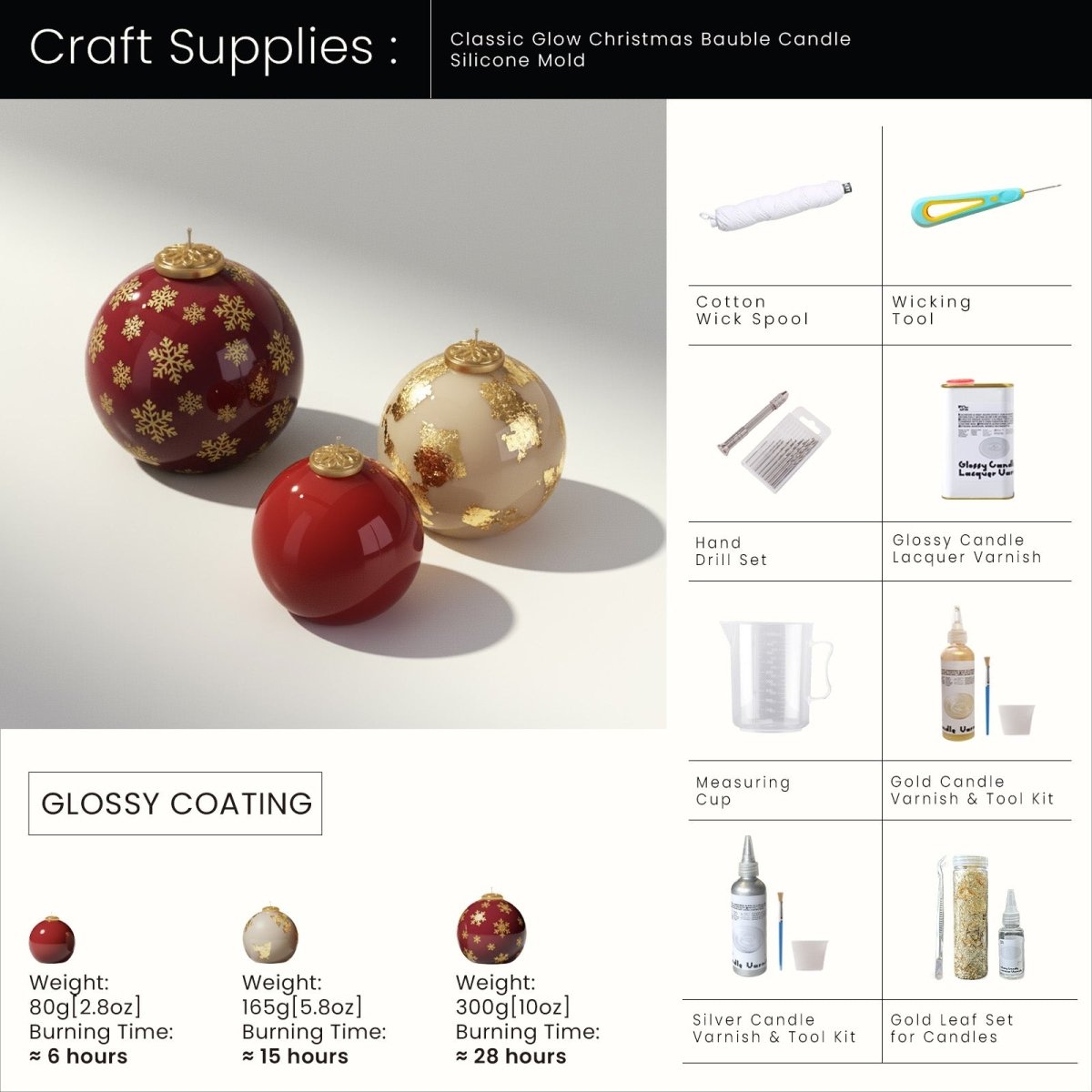 Classic Glow Christmas Bauble Candle Silicone Mold3D Candle MoldLZ0944