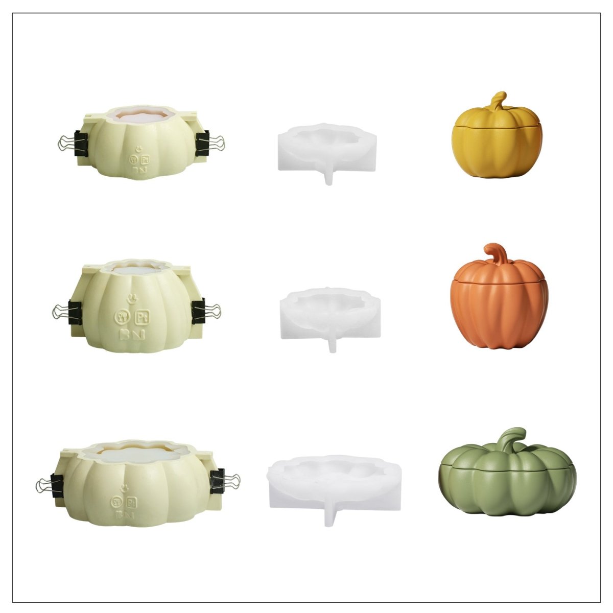 Classic Pumpkin Candle Jar Silicone Mold CollectionCandle Jar MoldSH1249-1-2+SH1250-1-2+SH1251-1-2